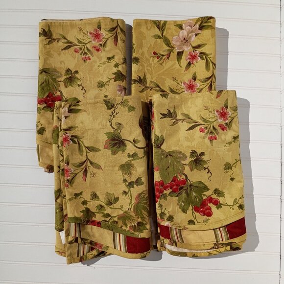 WAVERLY Curtain Valances Chianti Gold Red Grapes Rod Pocket SET OF 4 Scalloped - Picture 15 of 15